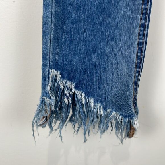 Free People Frayed Hem Distressed Blue Jeans Women’s 27 Skinny Boho Stretch - Picture 3 of 8